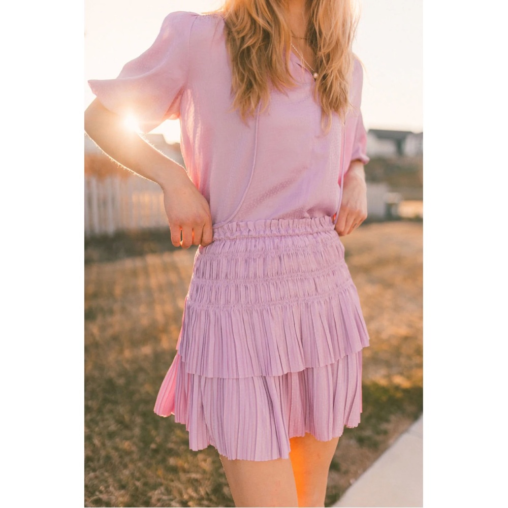 Current Air Thalia Split Neck Smocked Lavender Pi… - image 2